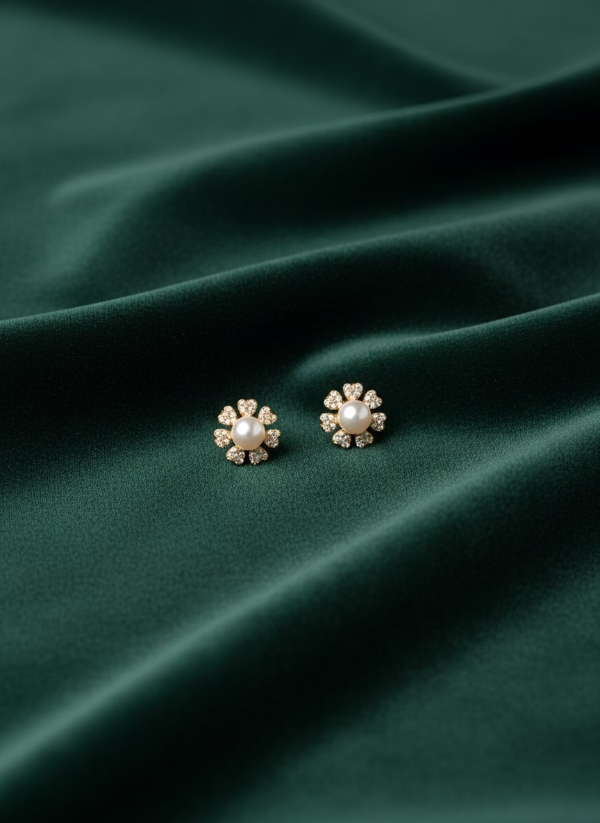 Fancy Little Flower With Pearl Studs