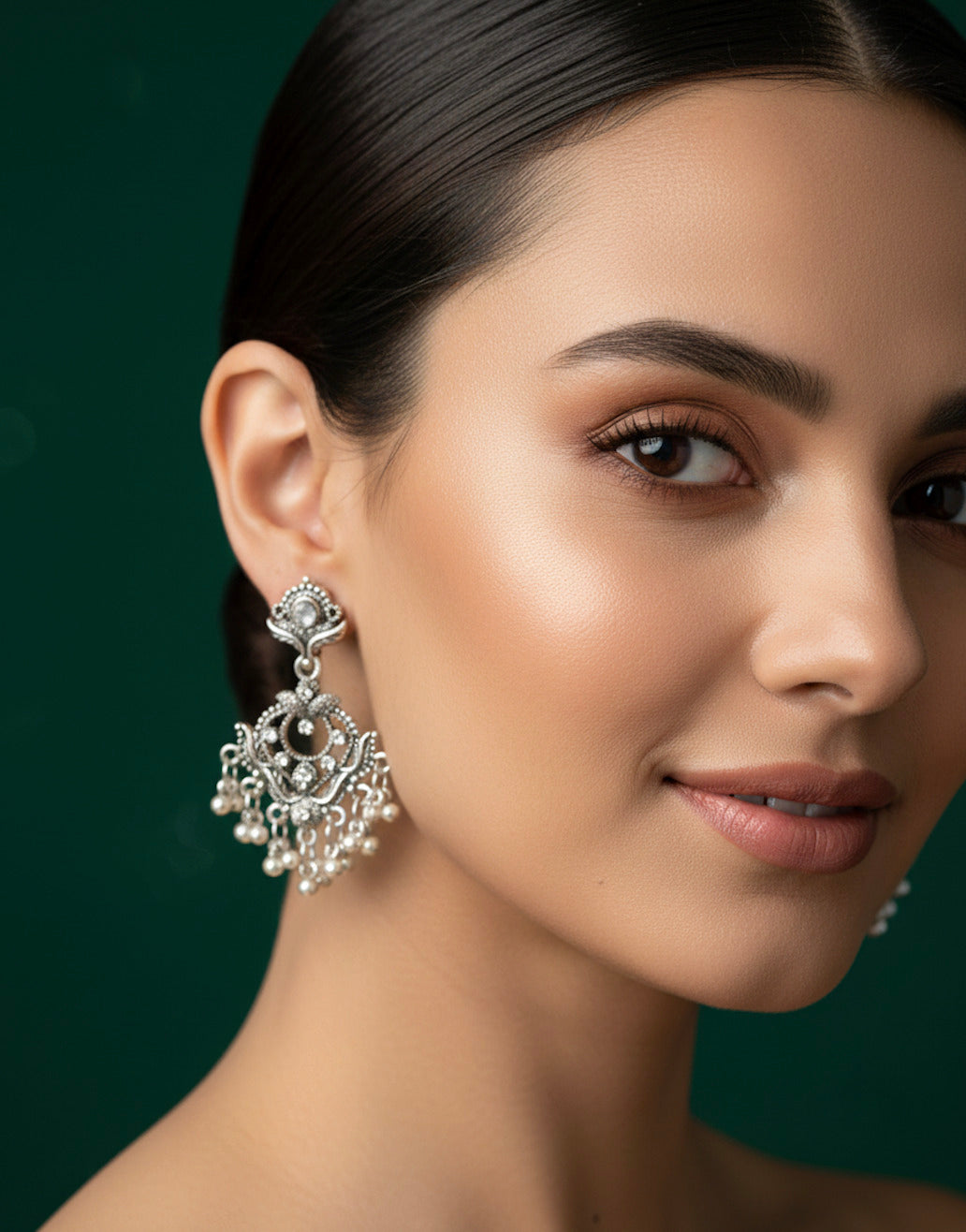 German silver plated ethnic earrings