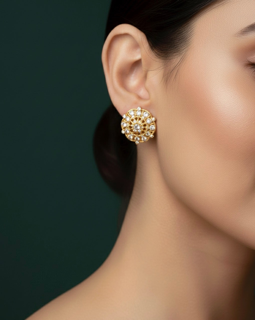 Beautiful Gold Looking Round Shape Studs