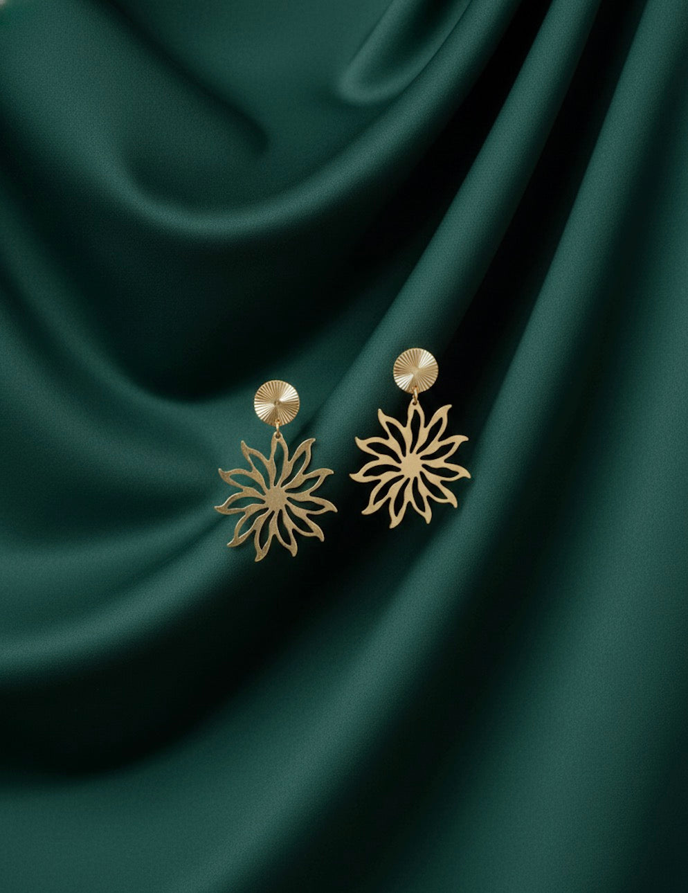 Gold Plated Antique Flower Earrings