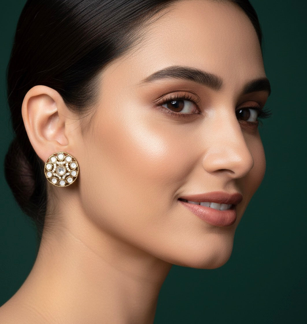Beautiful Kundan & Beaded Studs