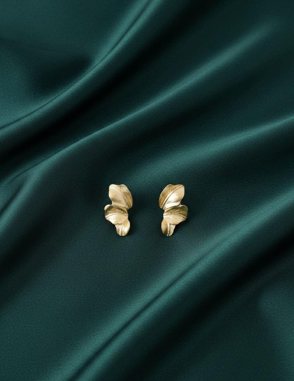 Women Gold Plated Half Foral Earrings