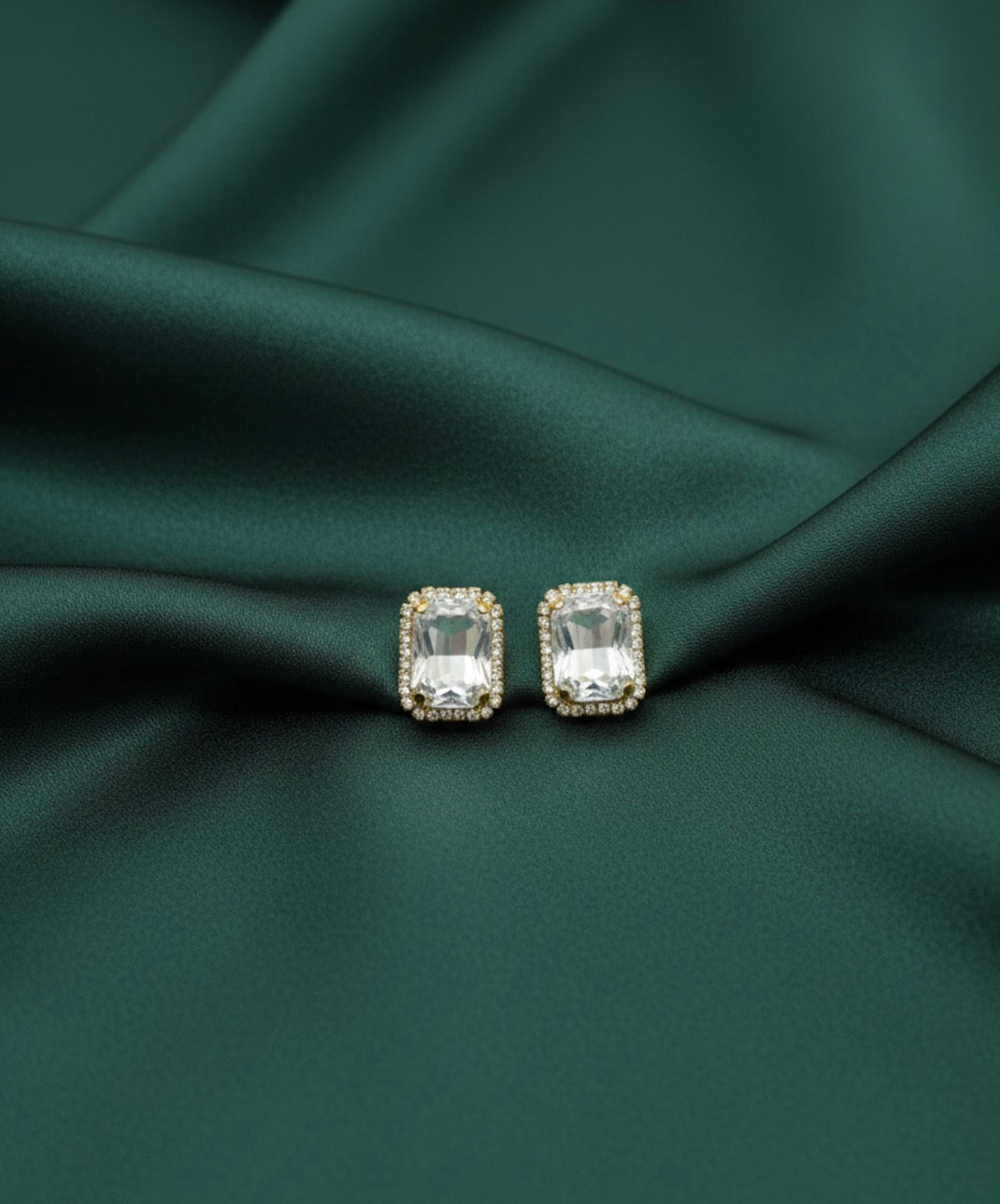 Square Fancy Whire Stone Studs