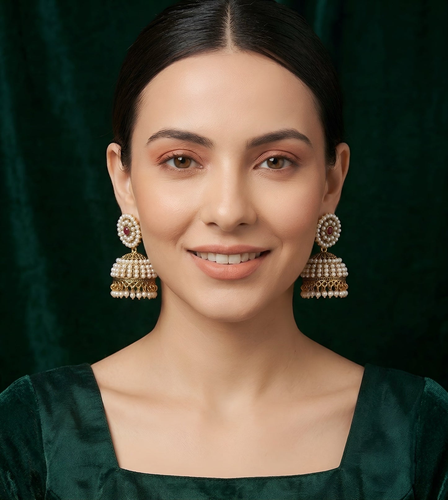 Gold Plated Fancy Beaded Jhumka Earrings