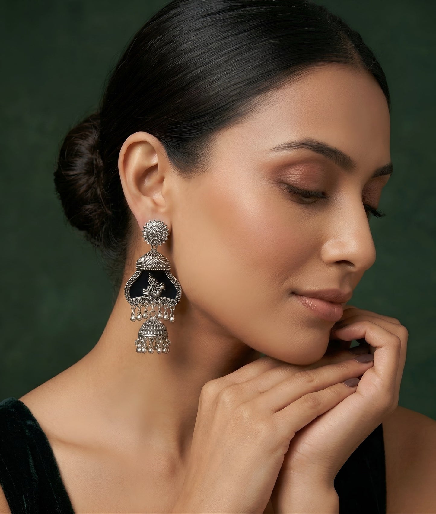 Women Sliver Plated Fancy Drop Earing