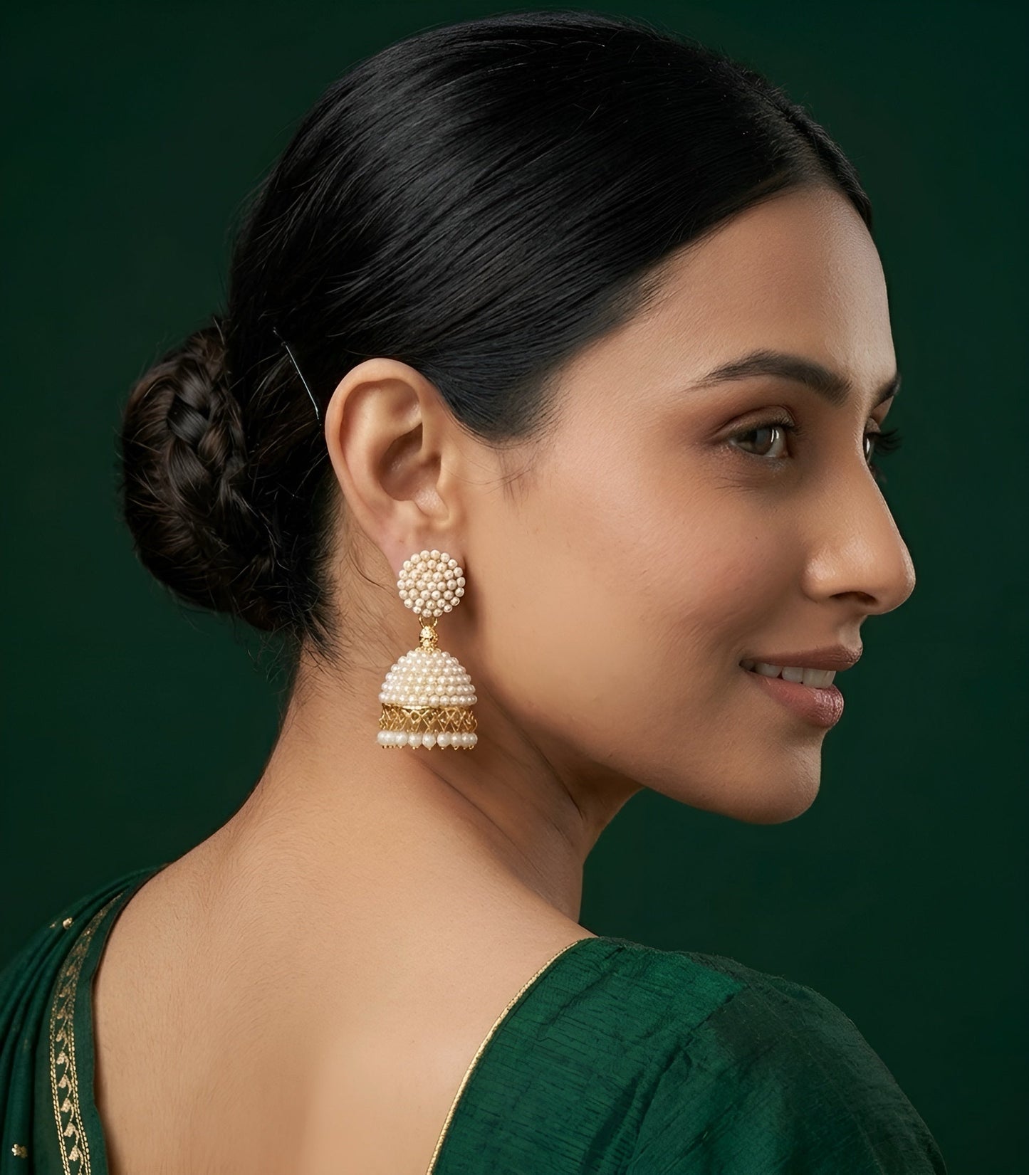 Gold Plated Fancy Beaded Jhumka Earrings