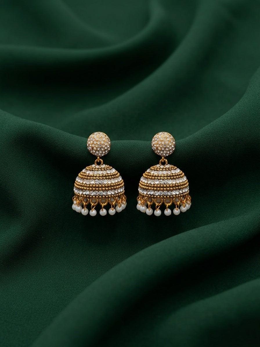 Gold Plated Fancy Pearls Beaded Jhumki