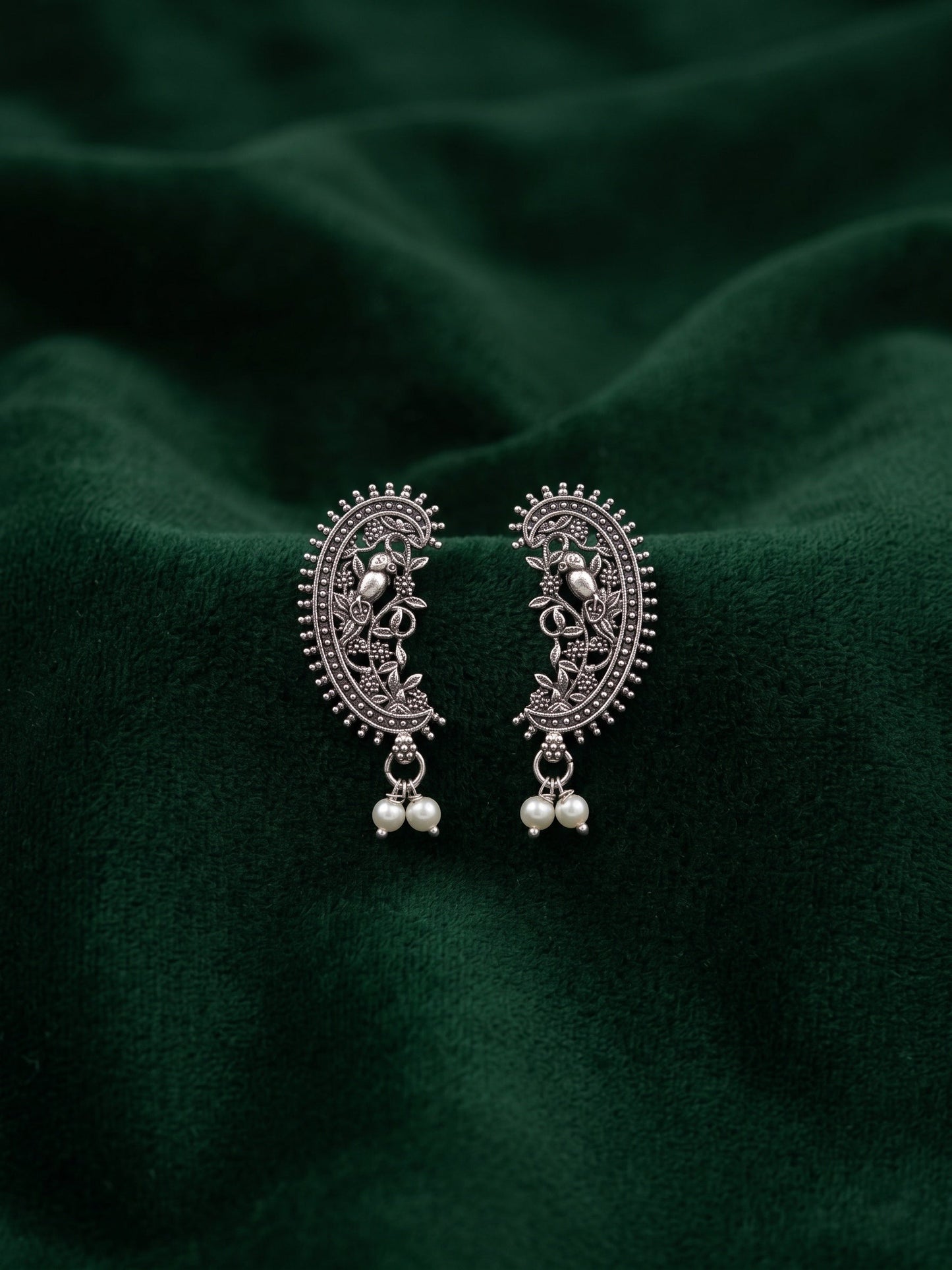 Silver Plated Oxidized Fancy Earrings