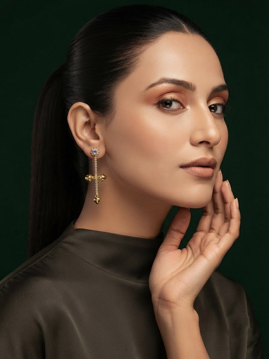 Gold Plated Stylish Diamond Drop Earrings