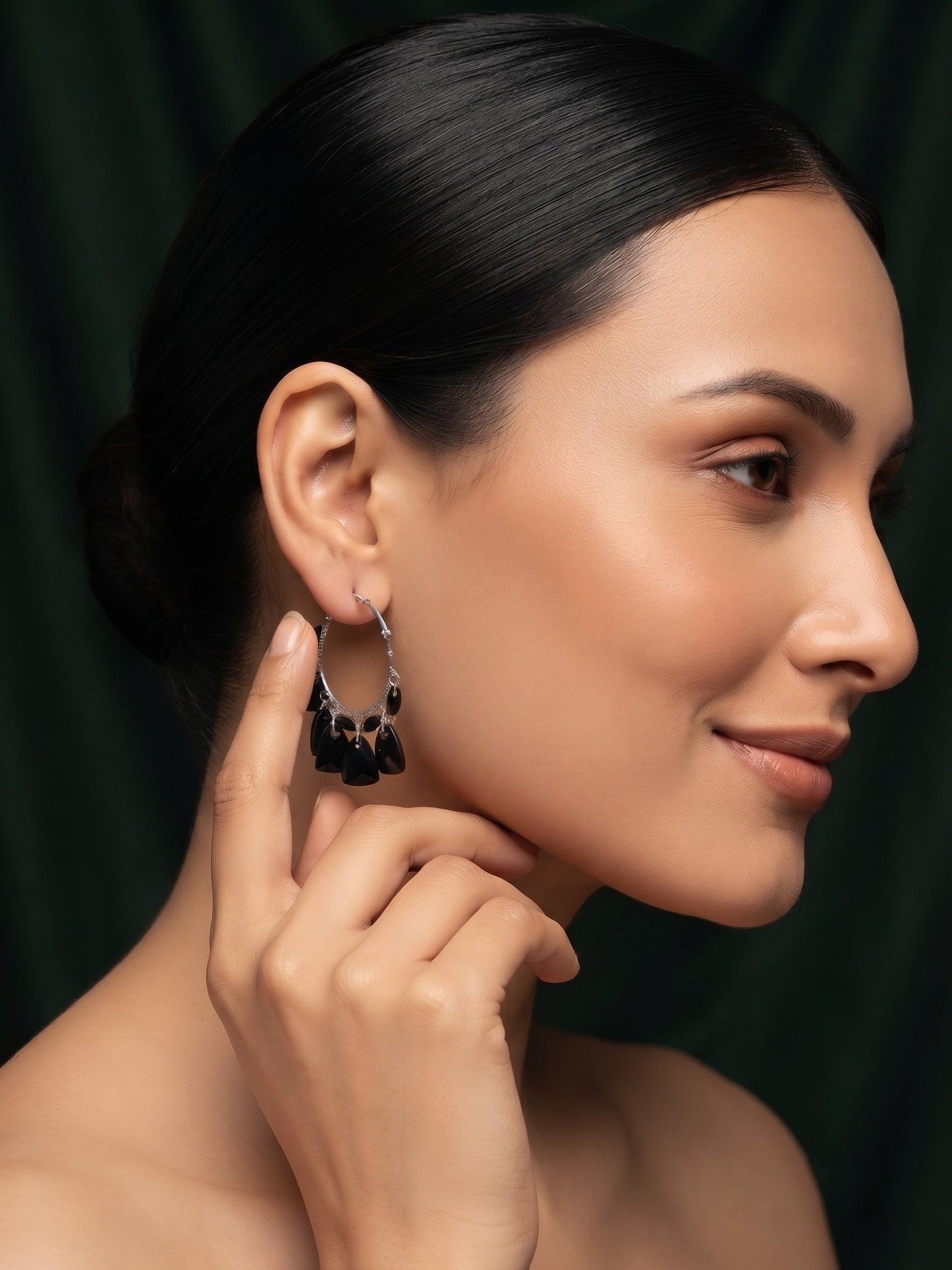 Silver Plated Bali Hoops with Fancy Beaded