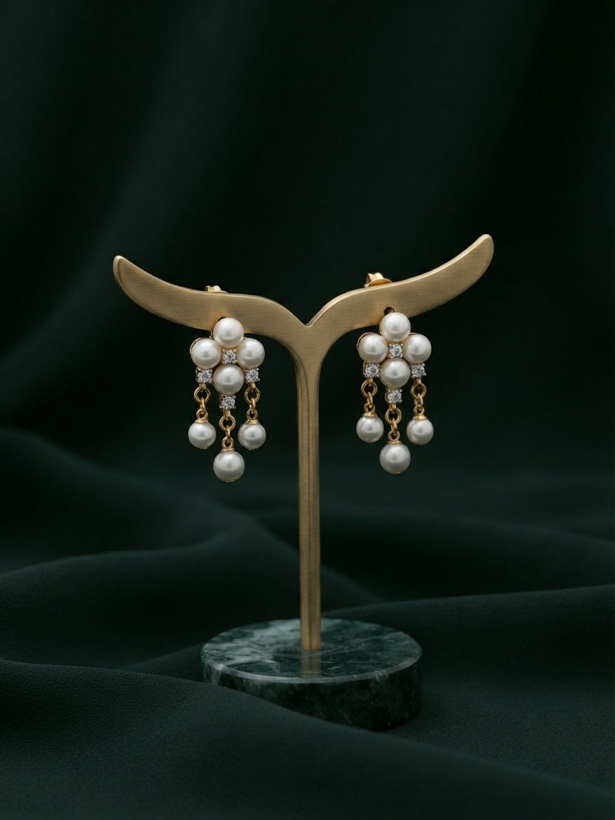 Gold Plated Stylish Fancy Drop Earrings