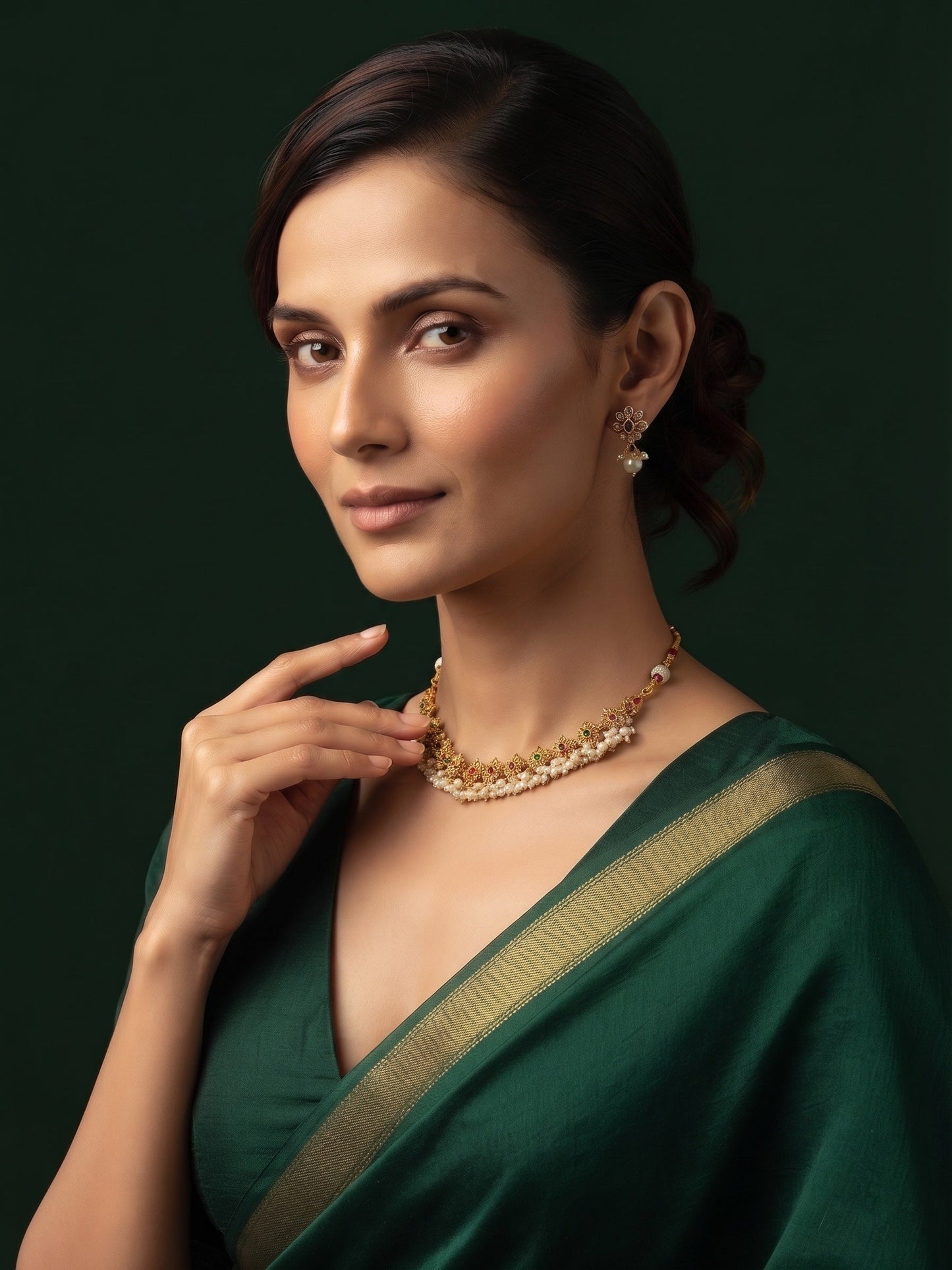 Gold Plated Traditional Choker Jewellery Set
