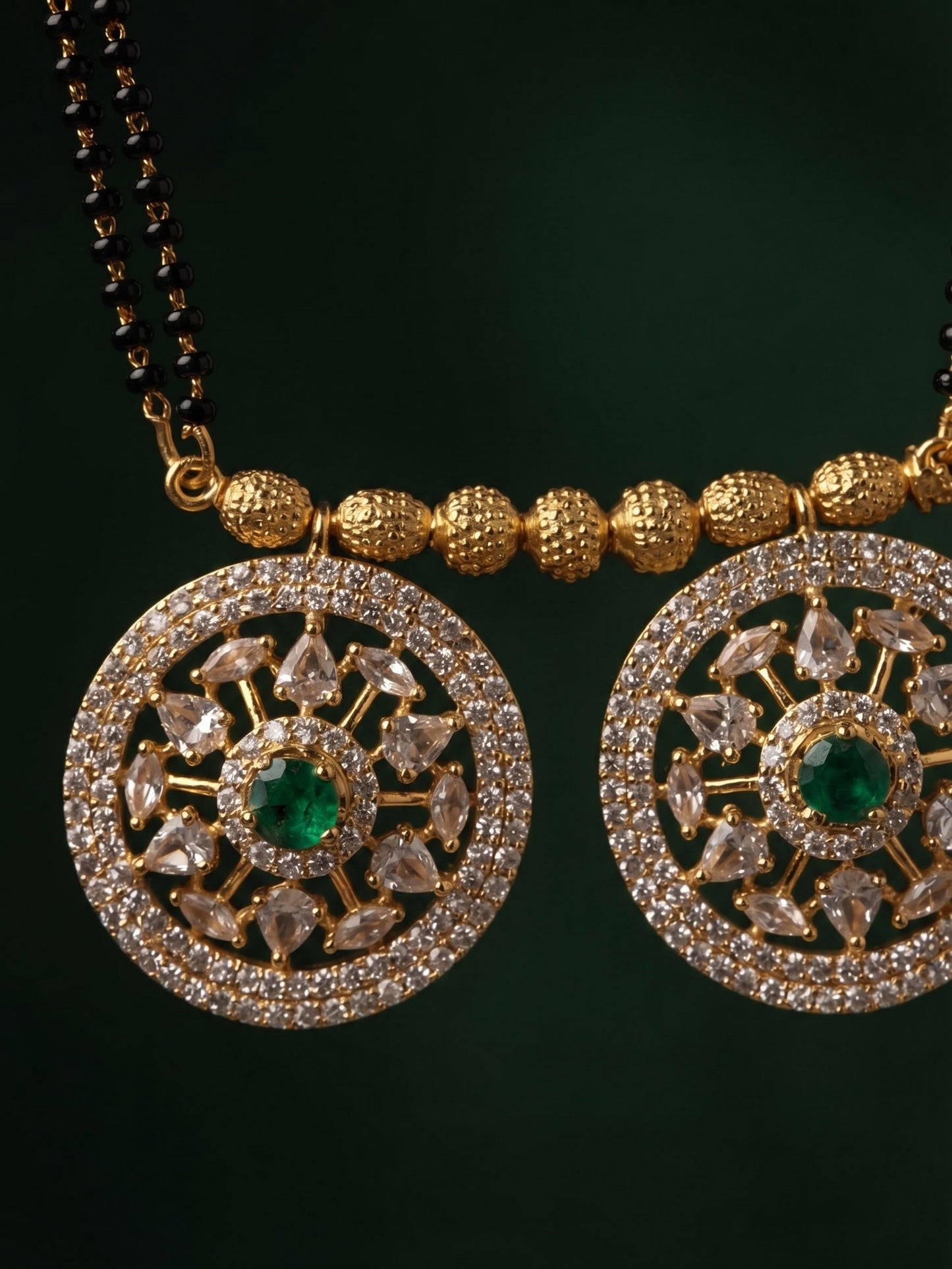 Premium Gold-Toned Zircon Mangalsutra With matching Earrings