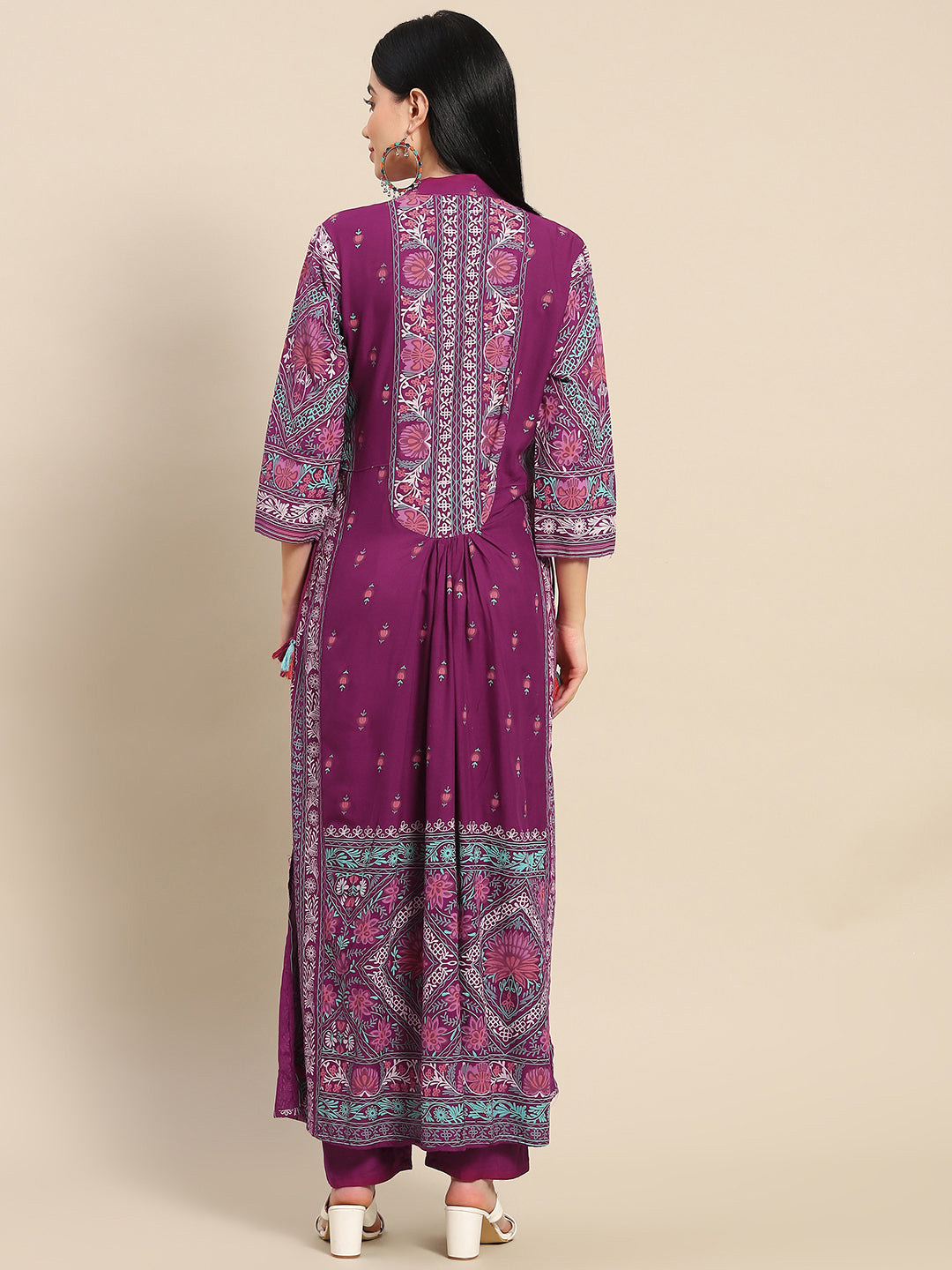 Printed Long Straight Rayon Kurta Set