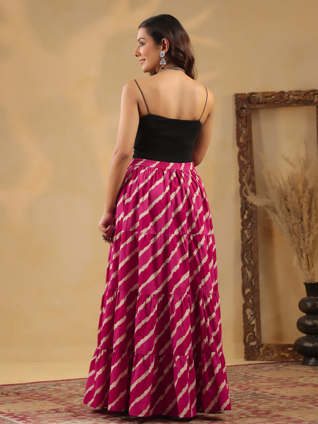 Printed Flared Maxi Skirt