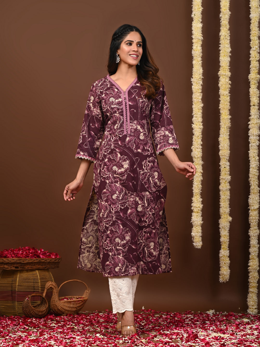 Rimeline lavender cotton printed kurti – wholesale supplier