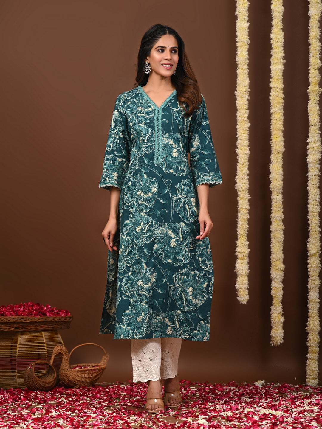 Rimeline green cotton printed kurti – wholesale supplier
