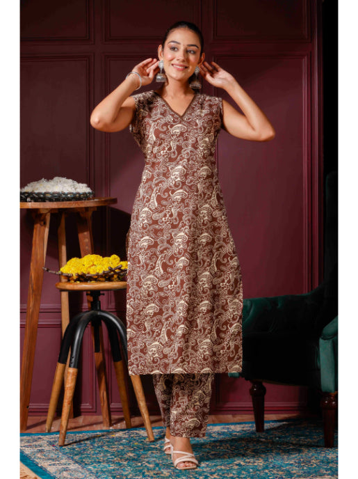 A-Line Printed Cotton Kurta Set