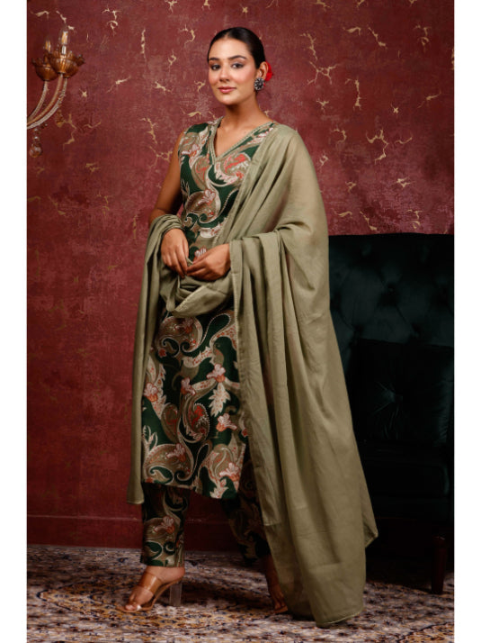 A-Line Printed Cotton Kurta Set