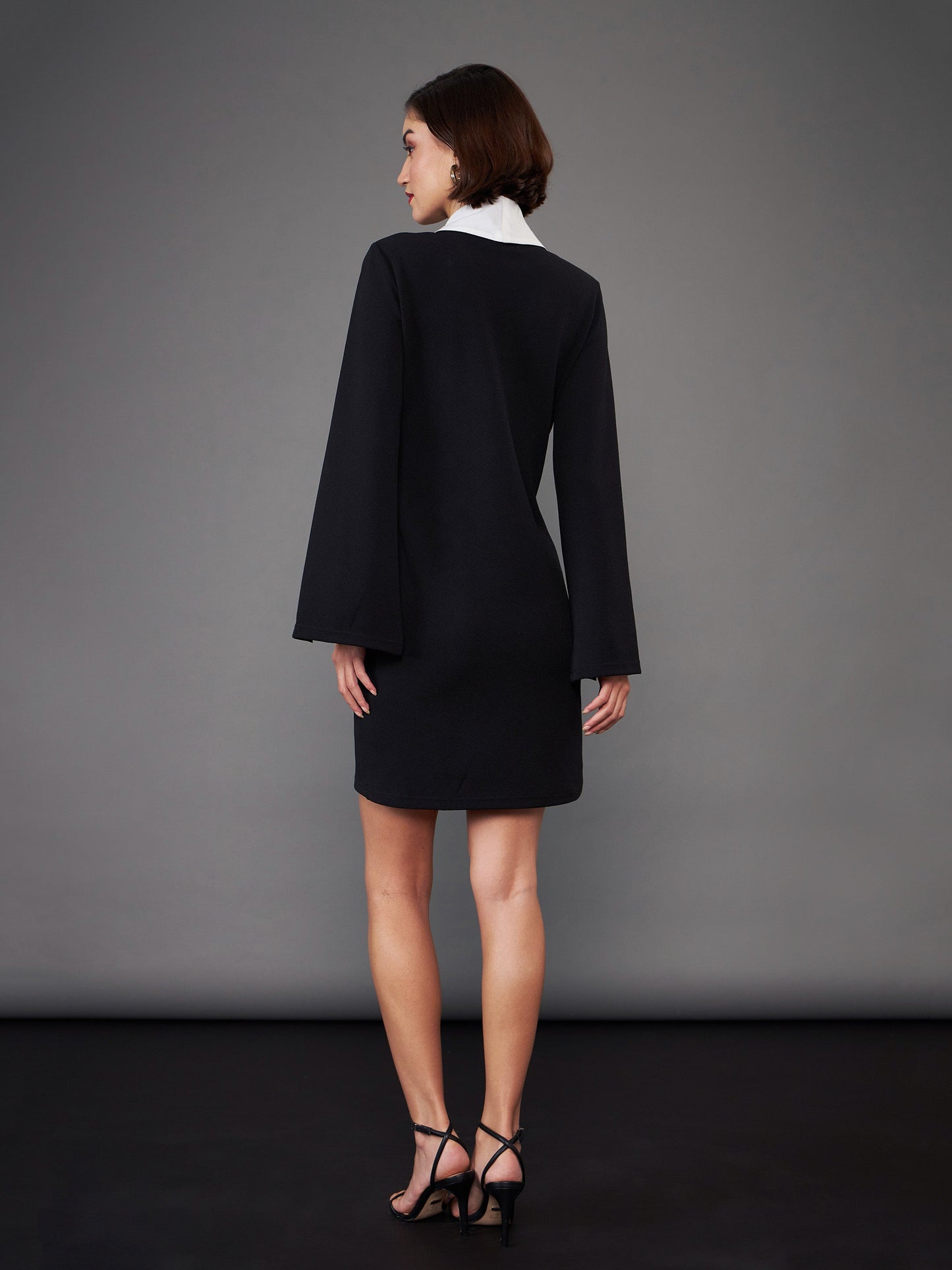Black Cape Sleeves Blazer Dress