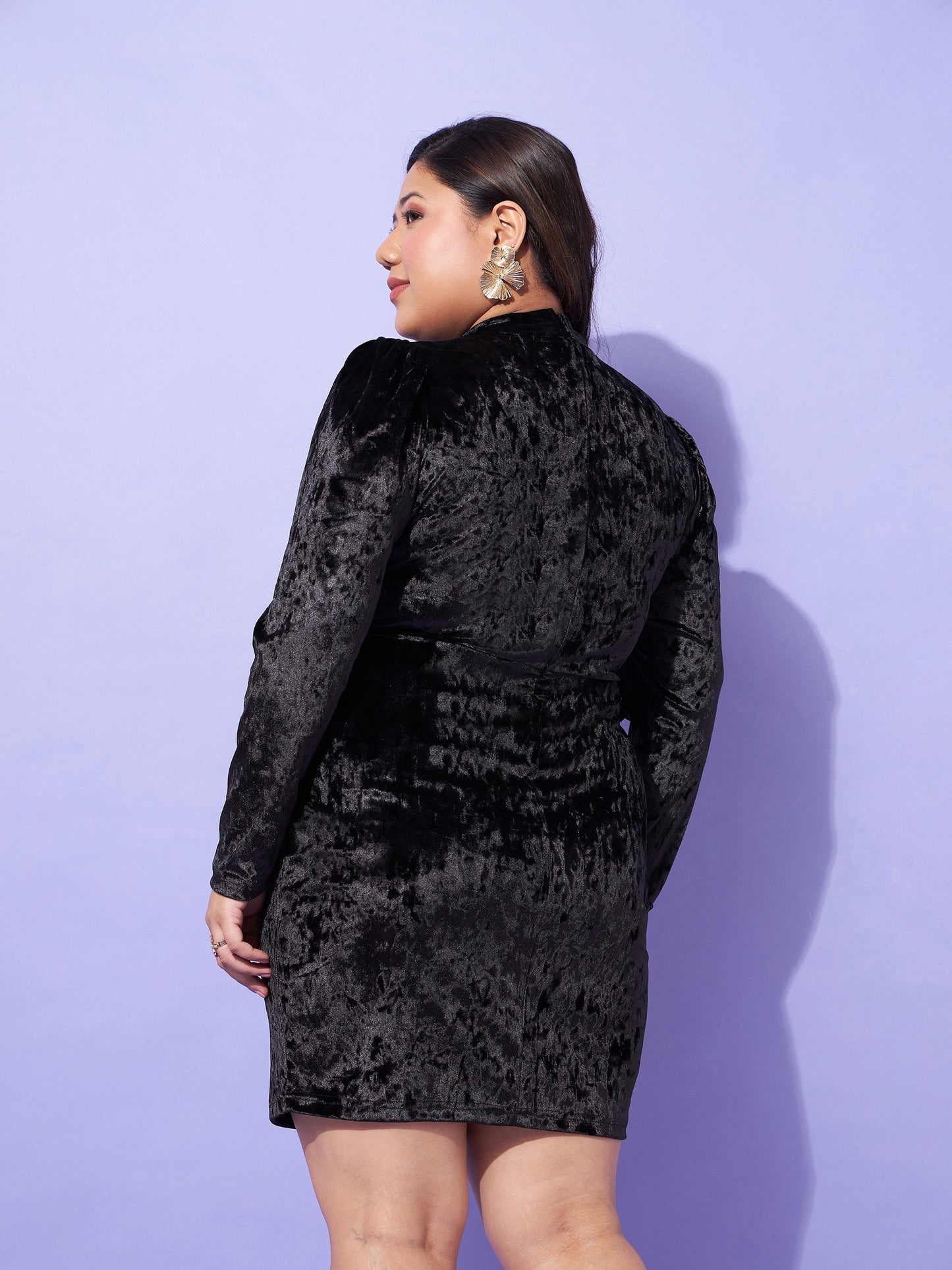 Black Velvet High Neck Bodycon Dress