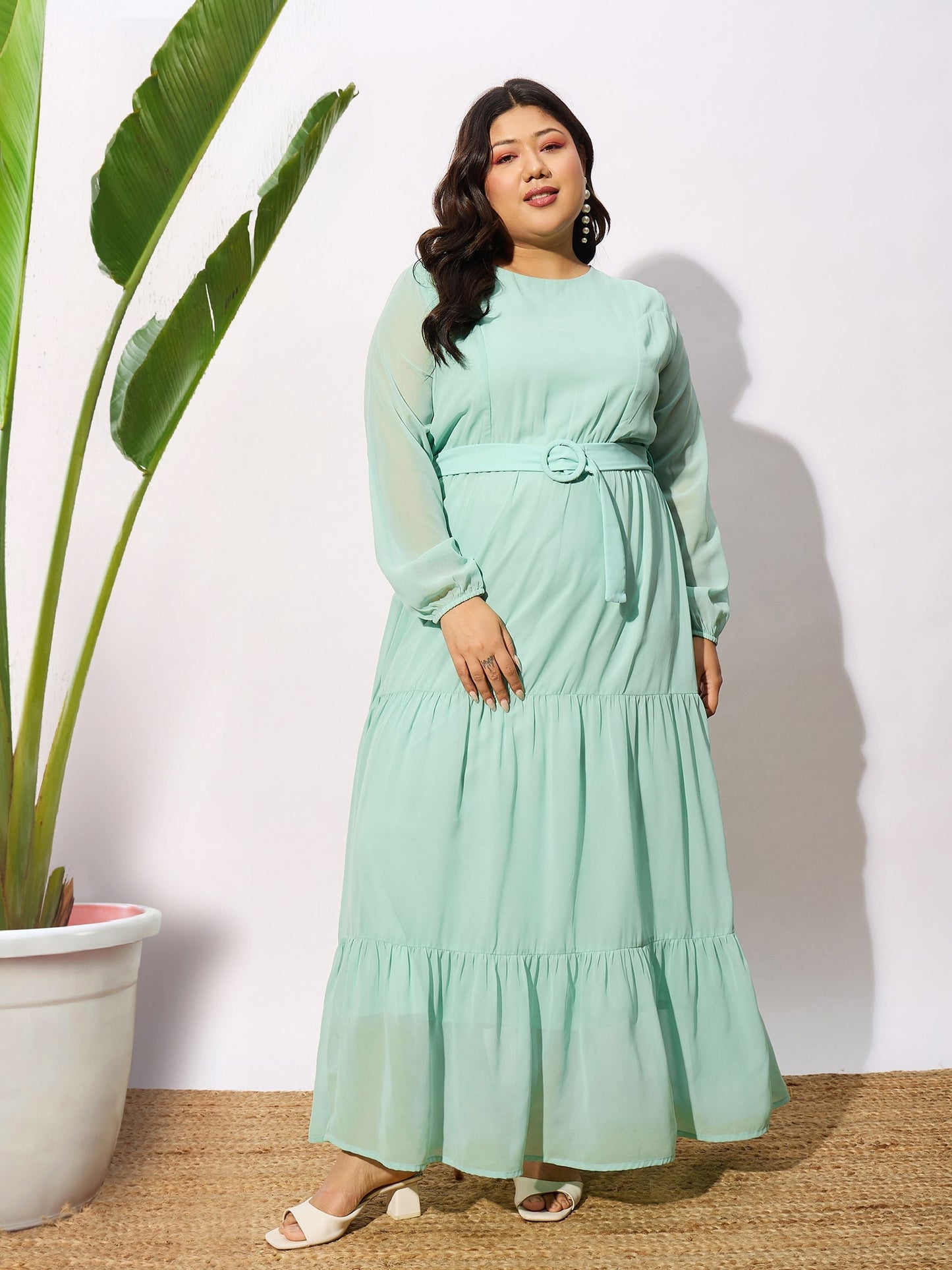 Sea Green Tiered Maxi Dress