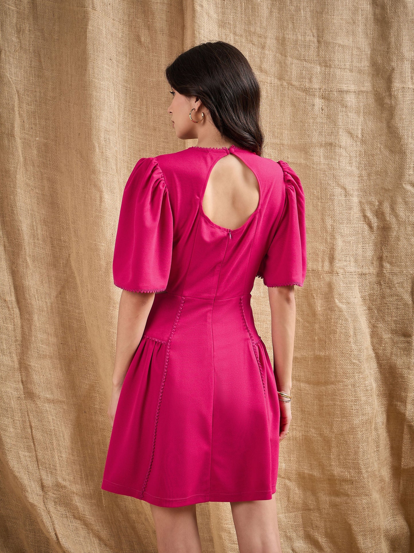 Fuchsia Side Cut Out Skater Dress