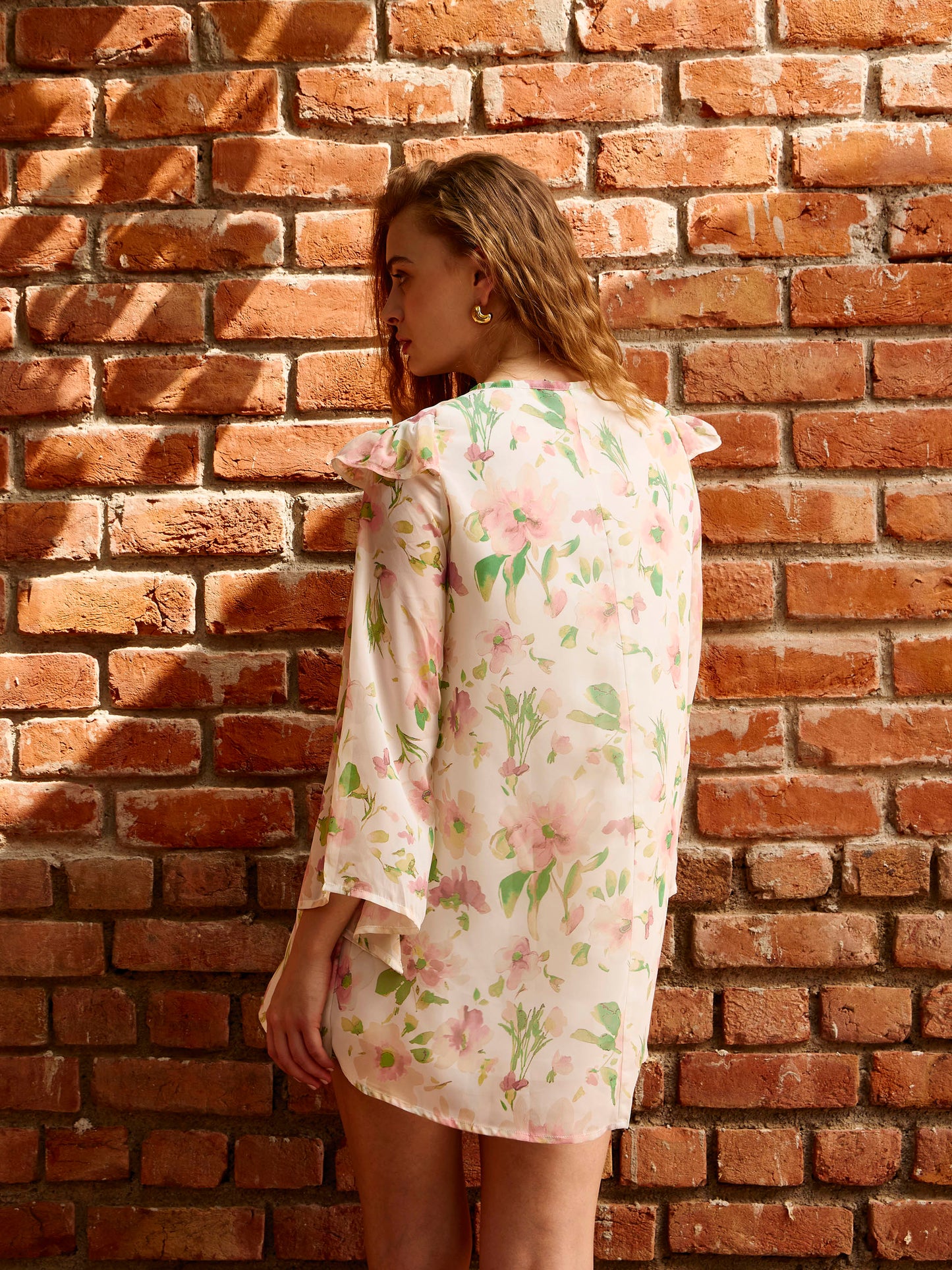 Women White Floral A-Line Short Dress