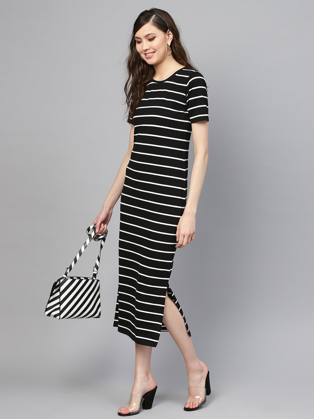 Black White Stripe Maxi