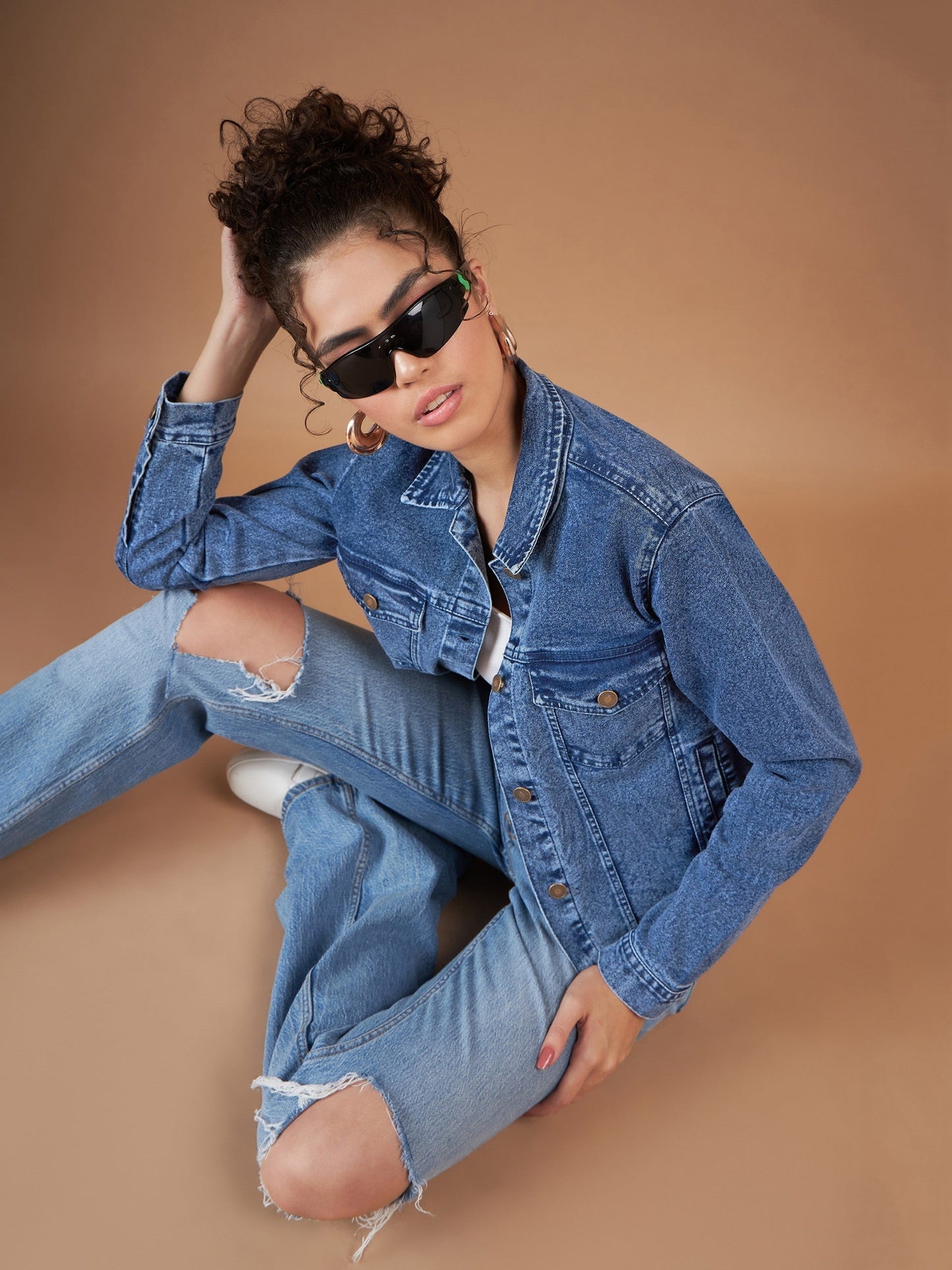 Navy Washed Denim Regular Jacket