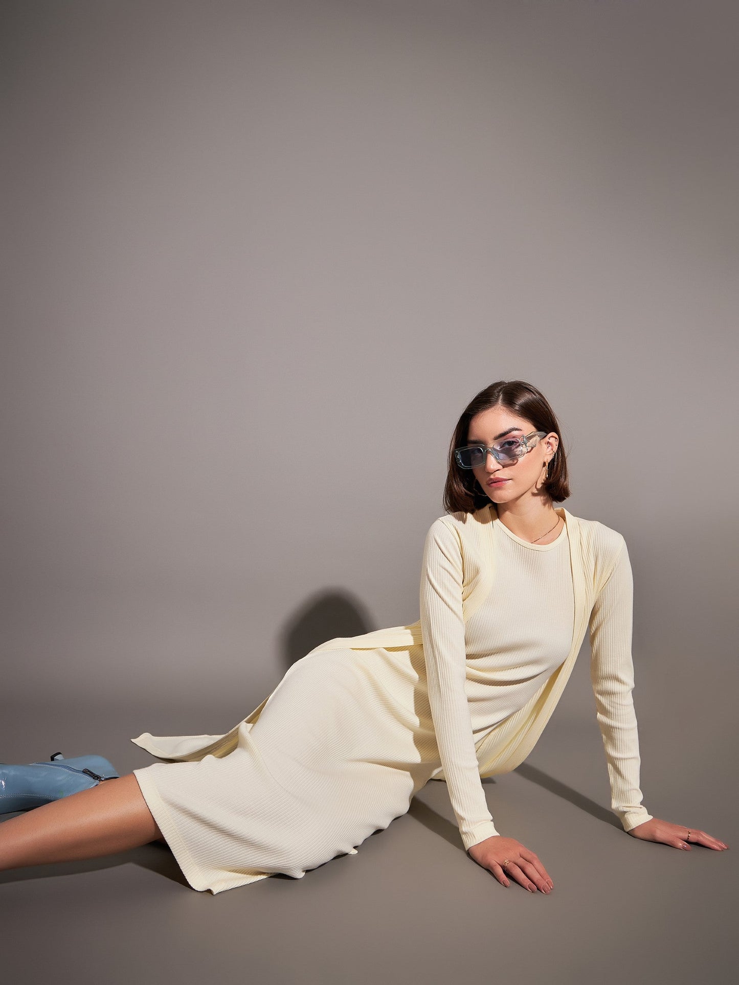 Off-White Rib Front Open Shrug