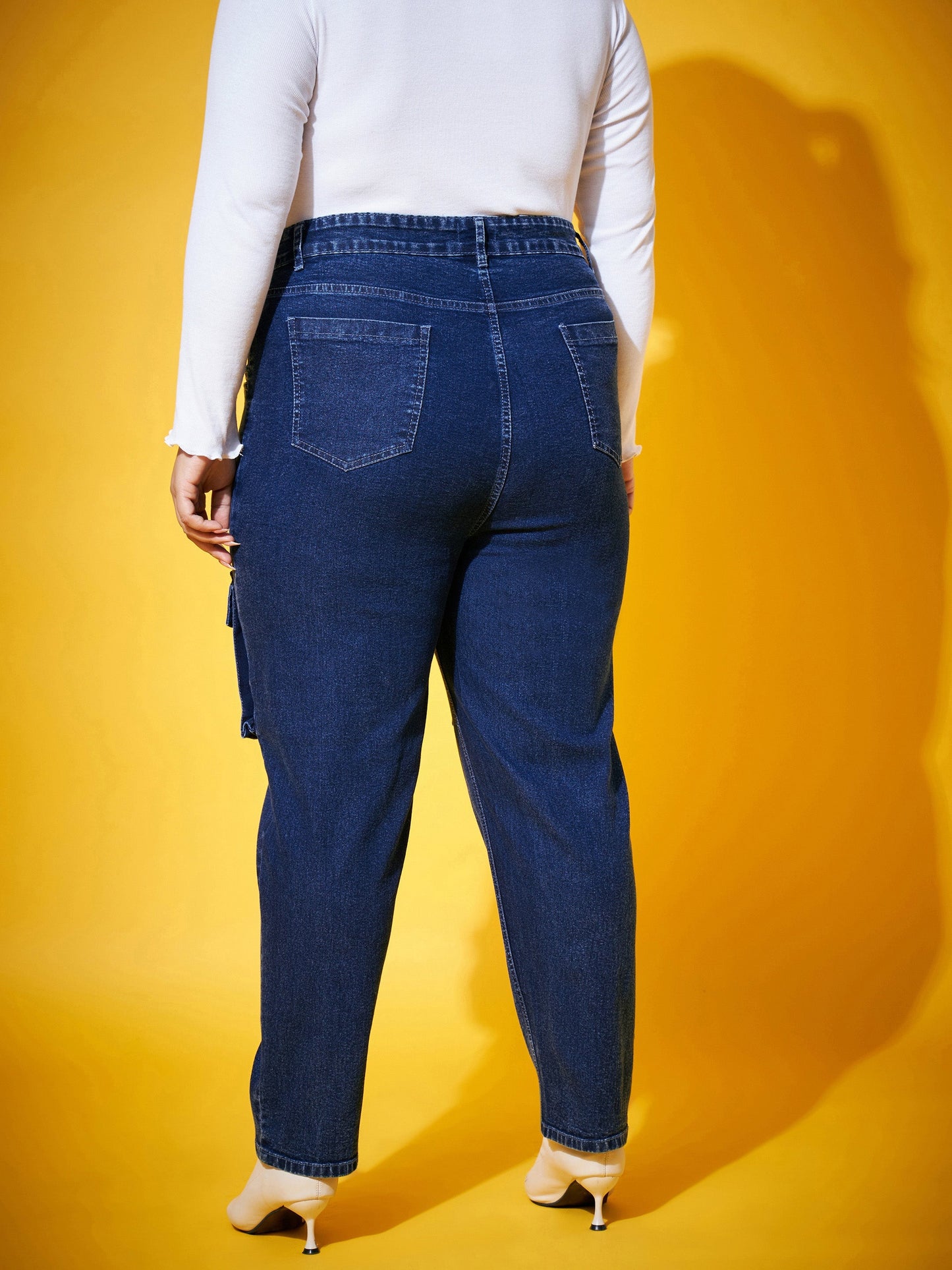 Navy Wash Front Patch Pocket Jeans