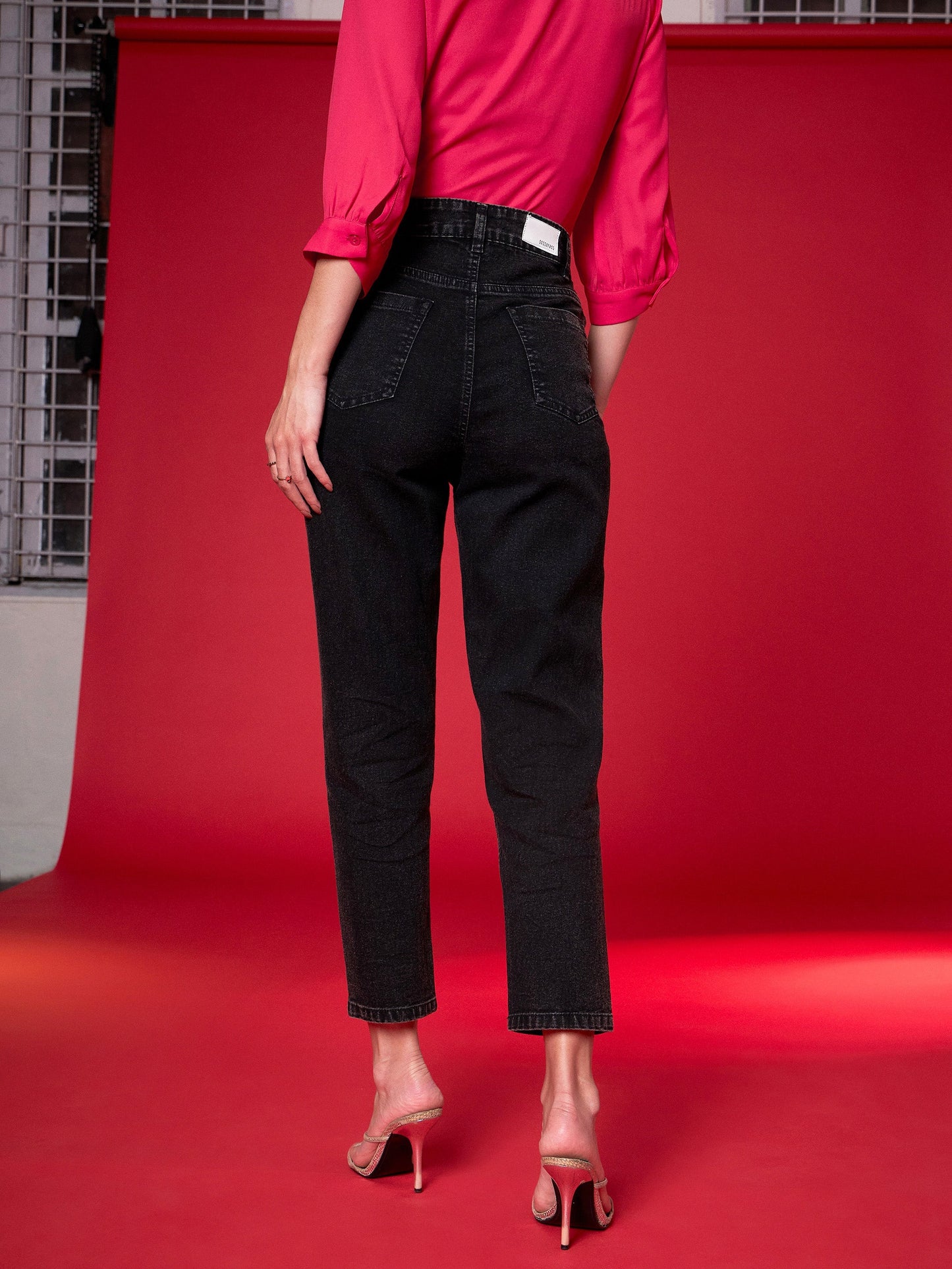 Black Denim Diamante Relax Jeans