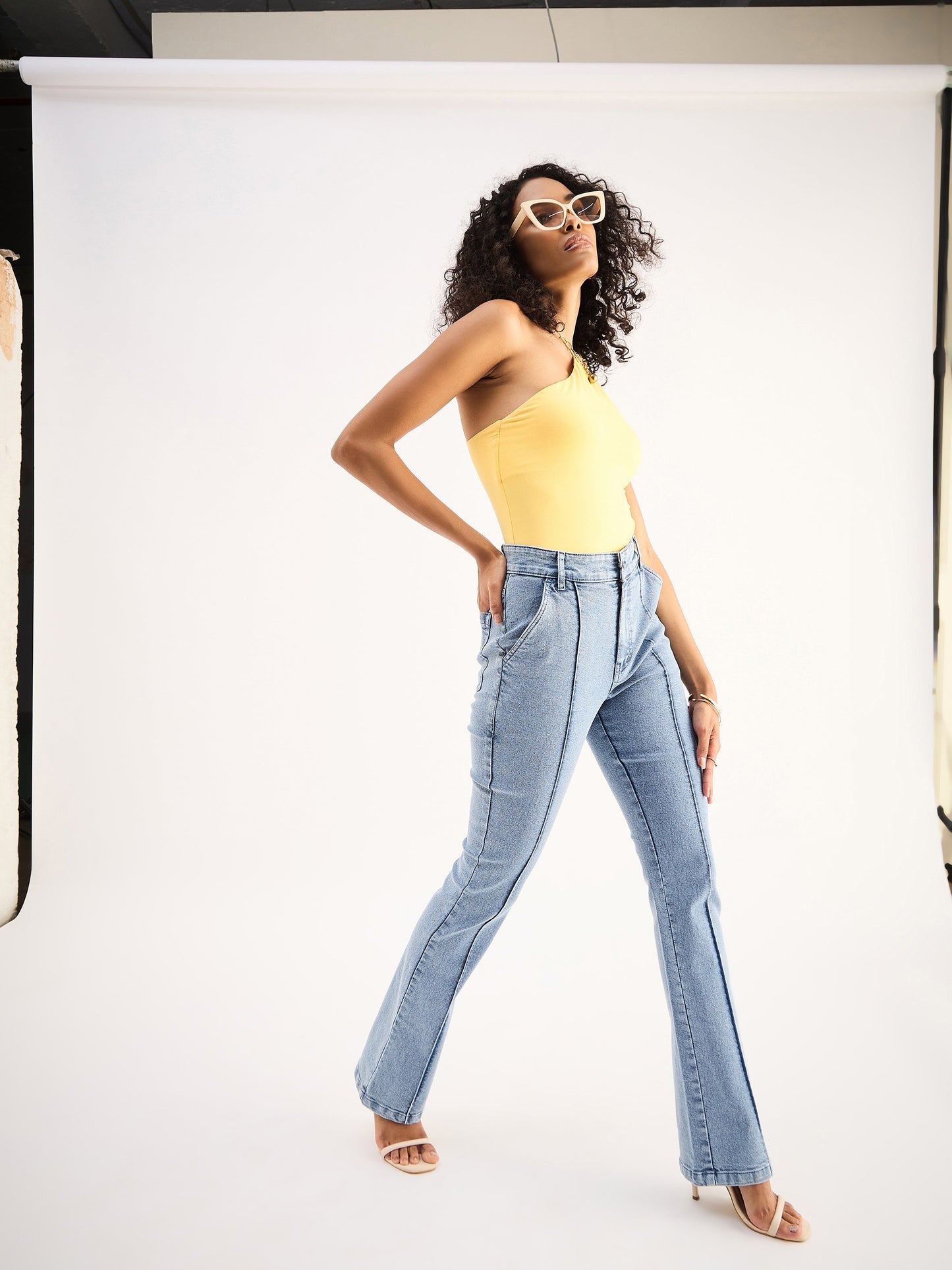 Ice Blue Mid Rise Boot Cut Jeans