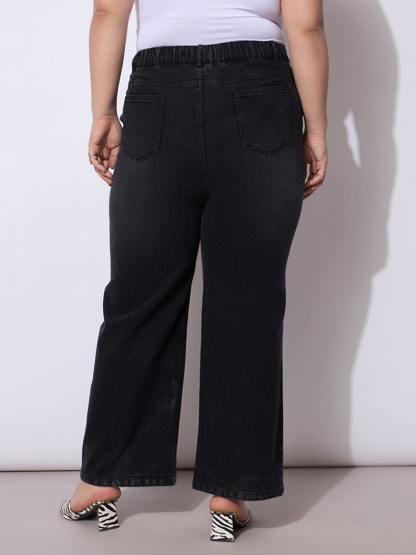 Black Acid Wash Straight Fit Jeans