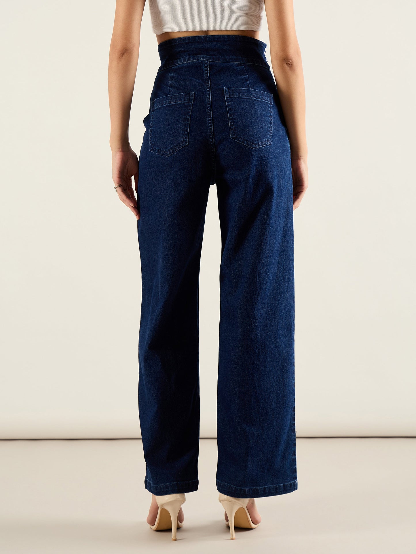 Navy Blue High Rise Straight Fit Jeans