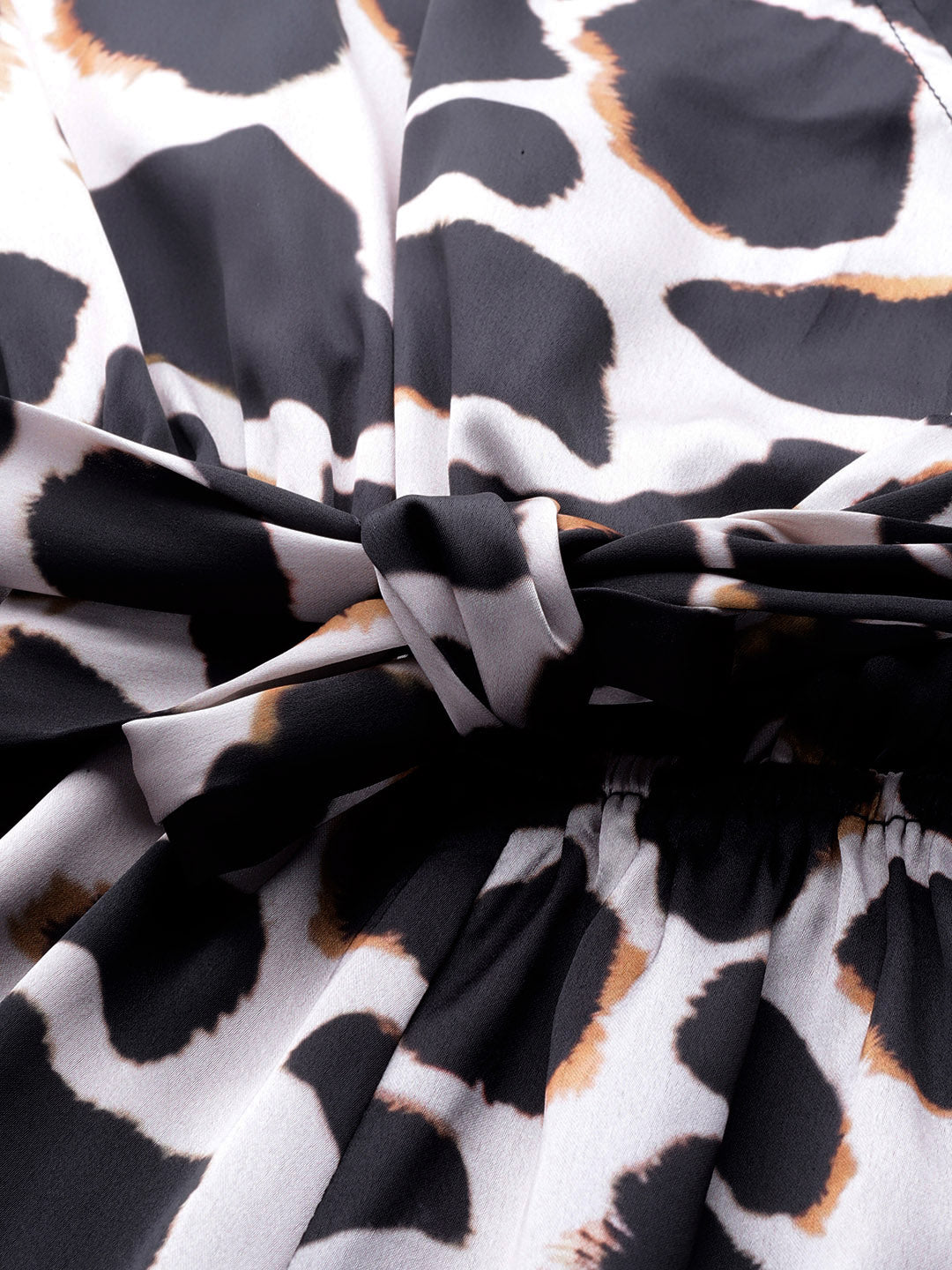 Nude Animal Print Satin Romper