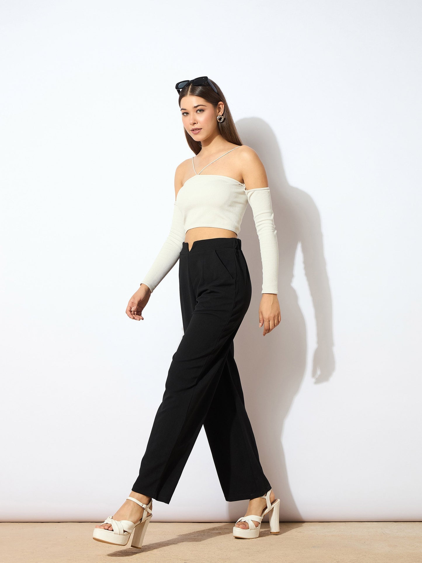 Women Black Wide Leg Trousers