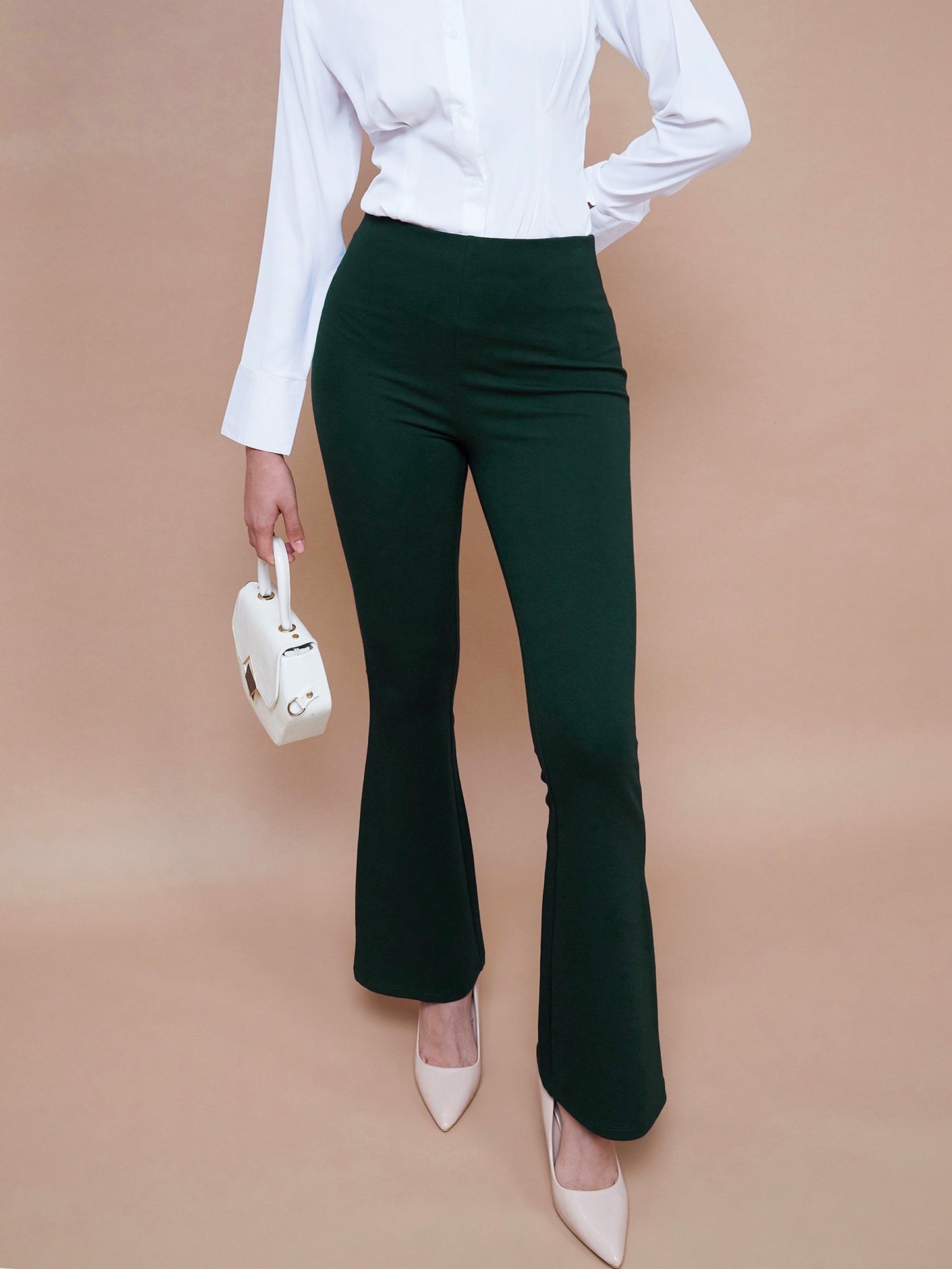 Emerald Green Bell Bottom 4-Way Stretch Pants