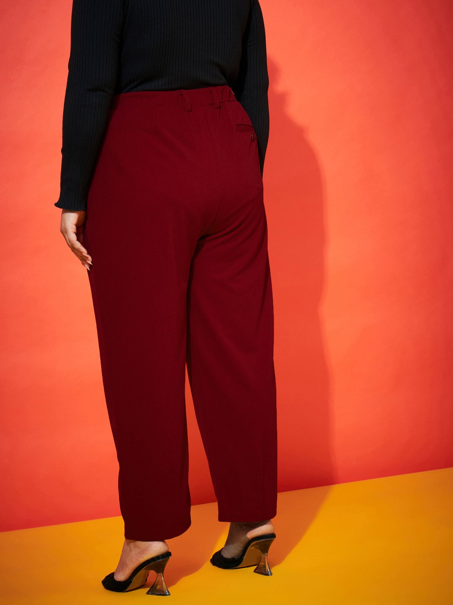 Maroon Balloon Fit Pants