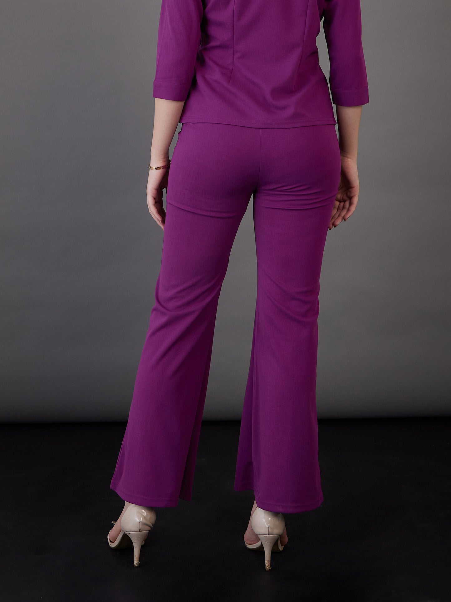 Purple Knitted Bell Bottom Pants
