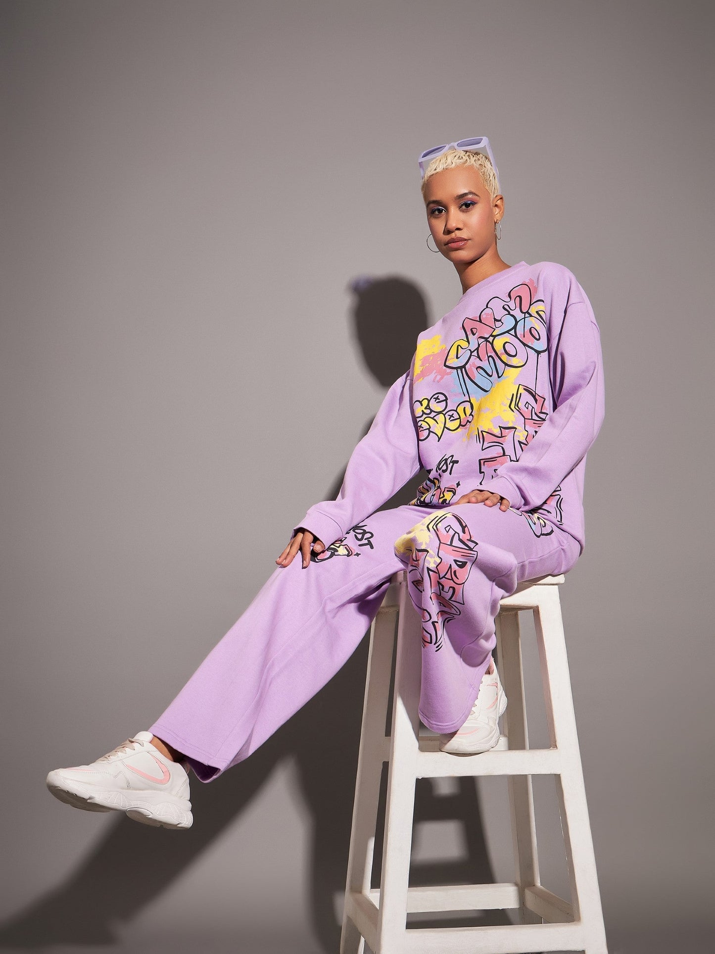 Lavender Fleece CALM MOOD Wide Leg Track Pants