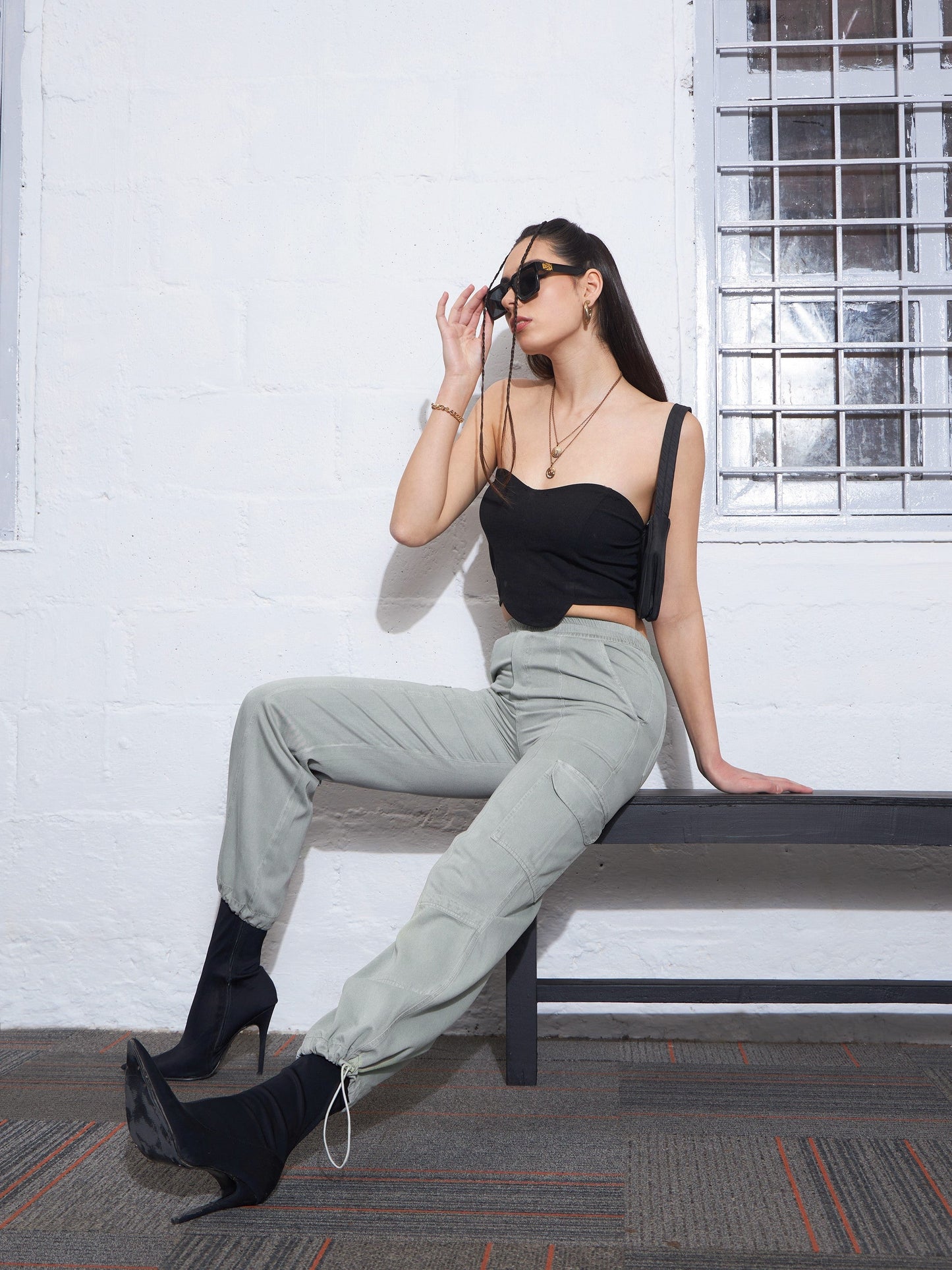 Green Twill Multi Pocket Jogger Cargos