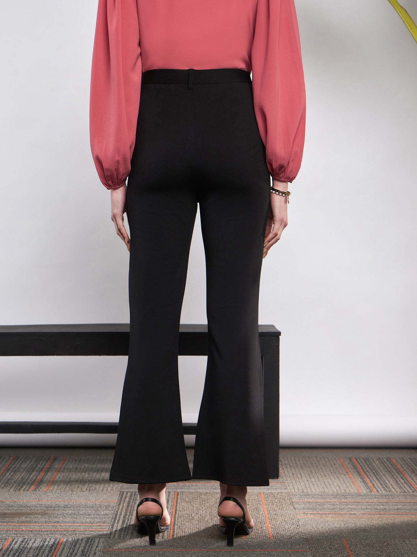 Black Knit Bell Bottom Pants
