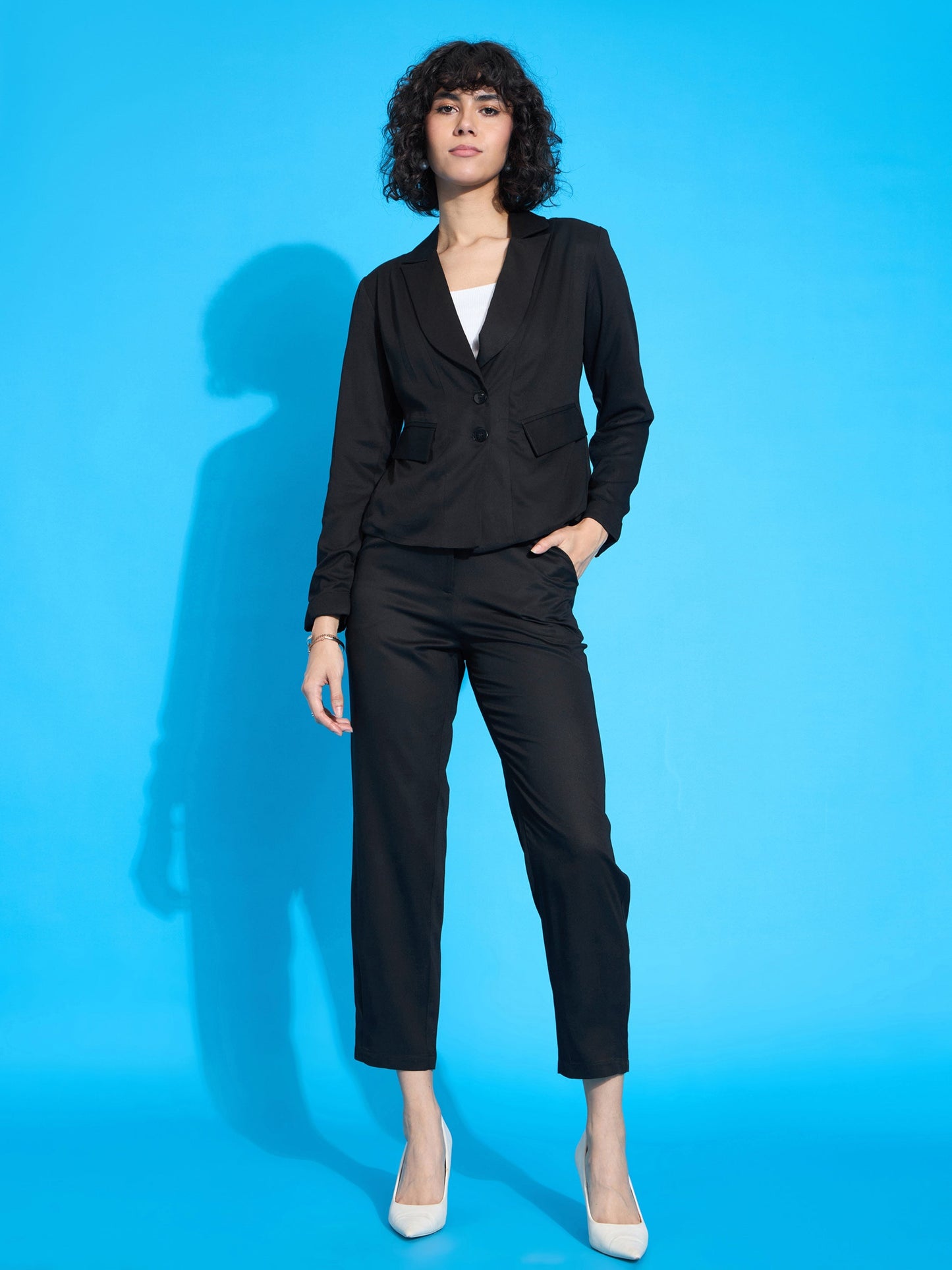 Women Black Rayon Tencel Tapered Pants