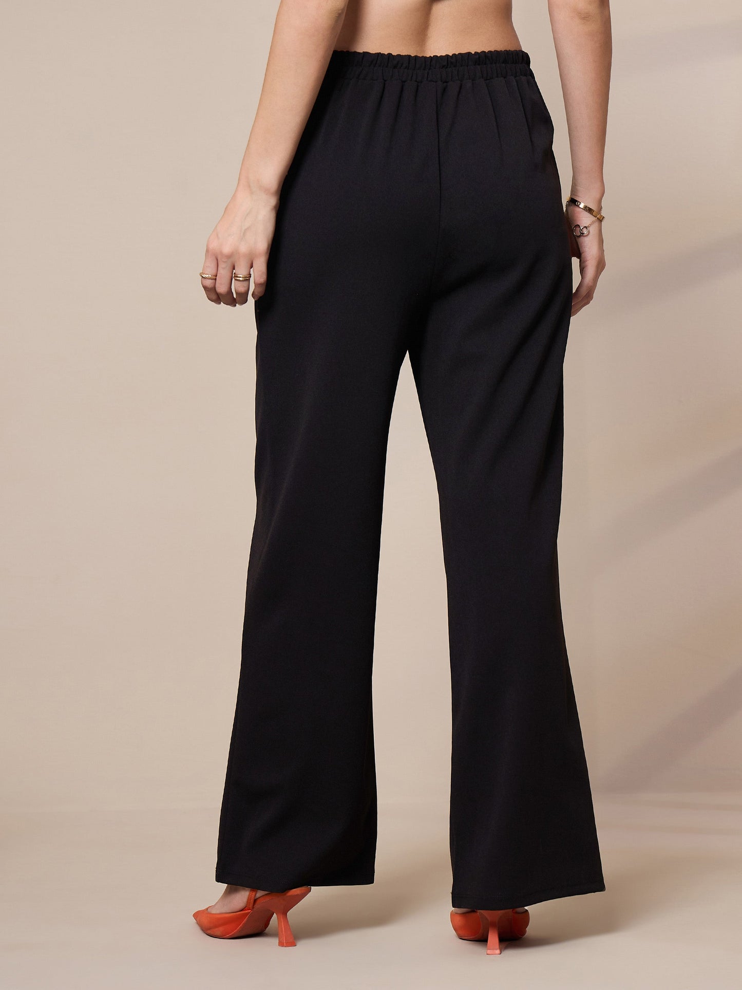 Black Front Darted Elasticated Pants