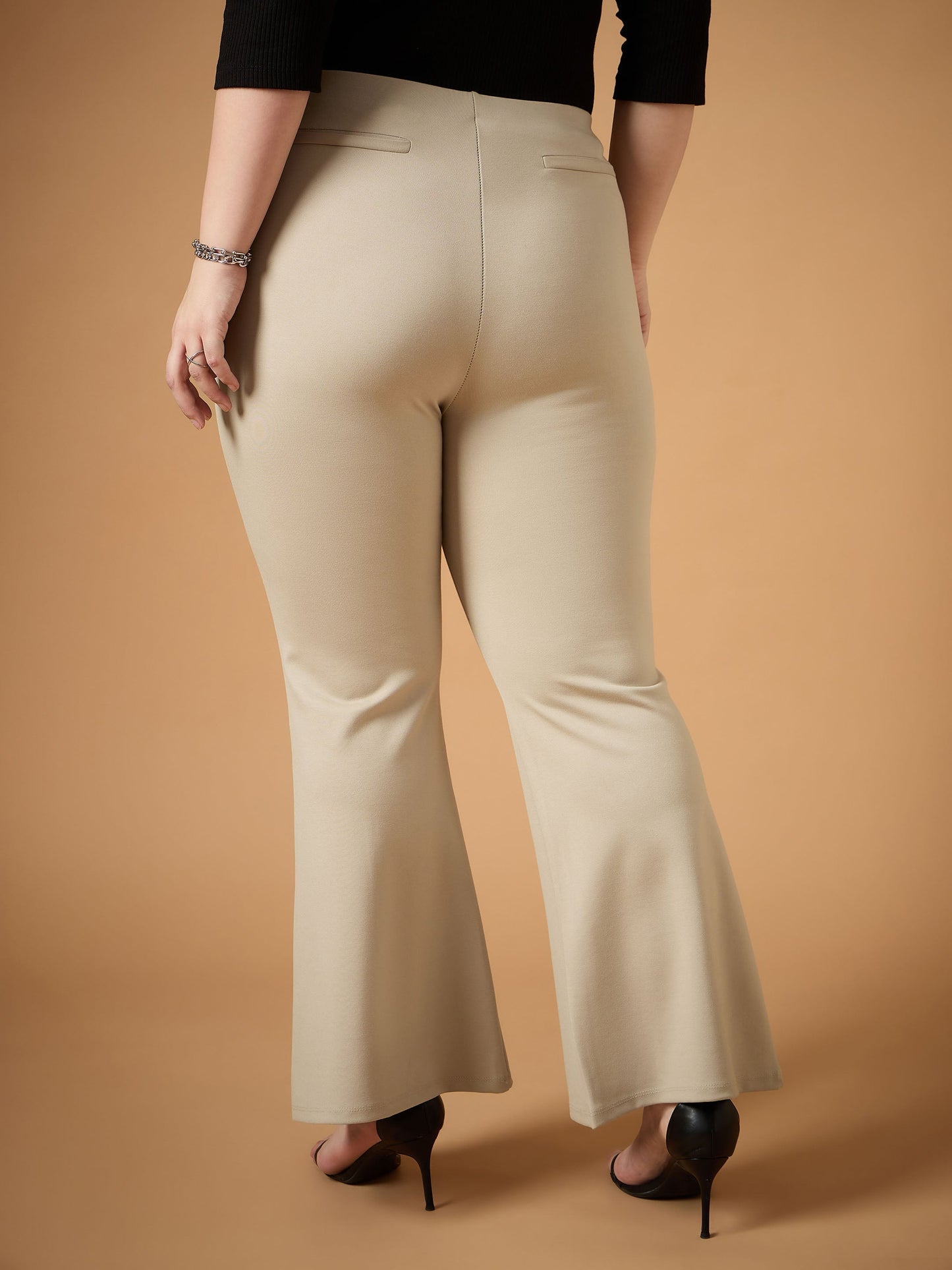 Light Beige Flared Bell Bottom Pants