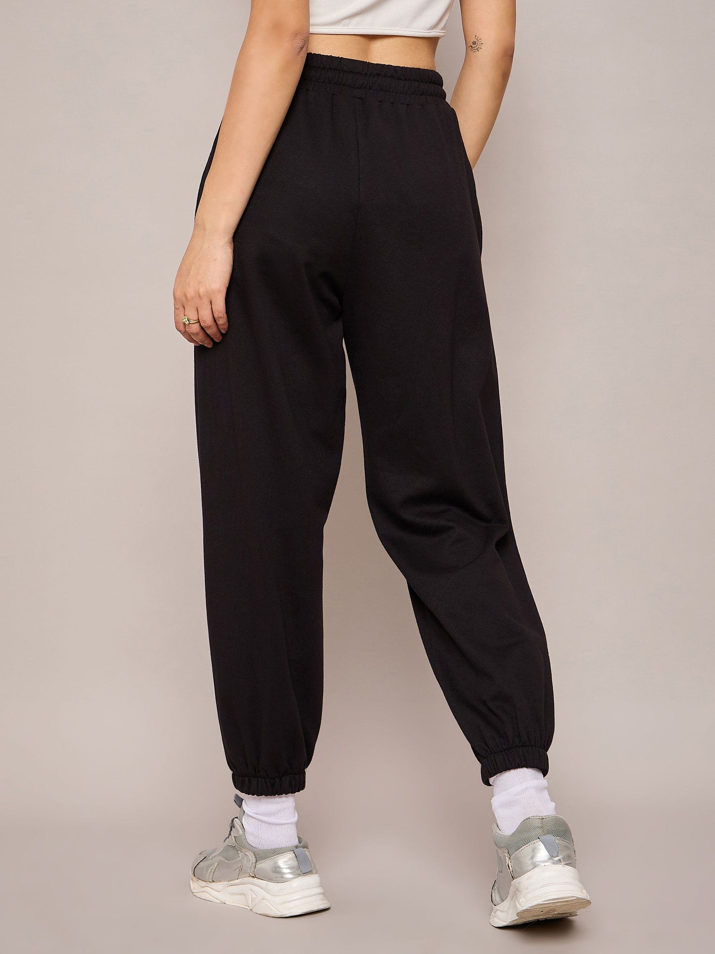 Women Black Terry Baggy Joggers