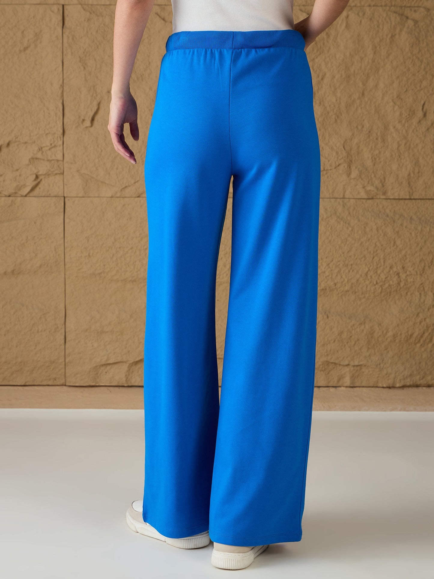 Royal Blue Terry Wide Leg Track Pants