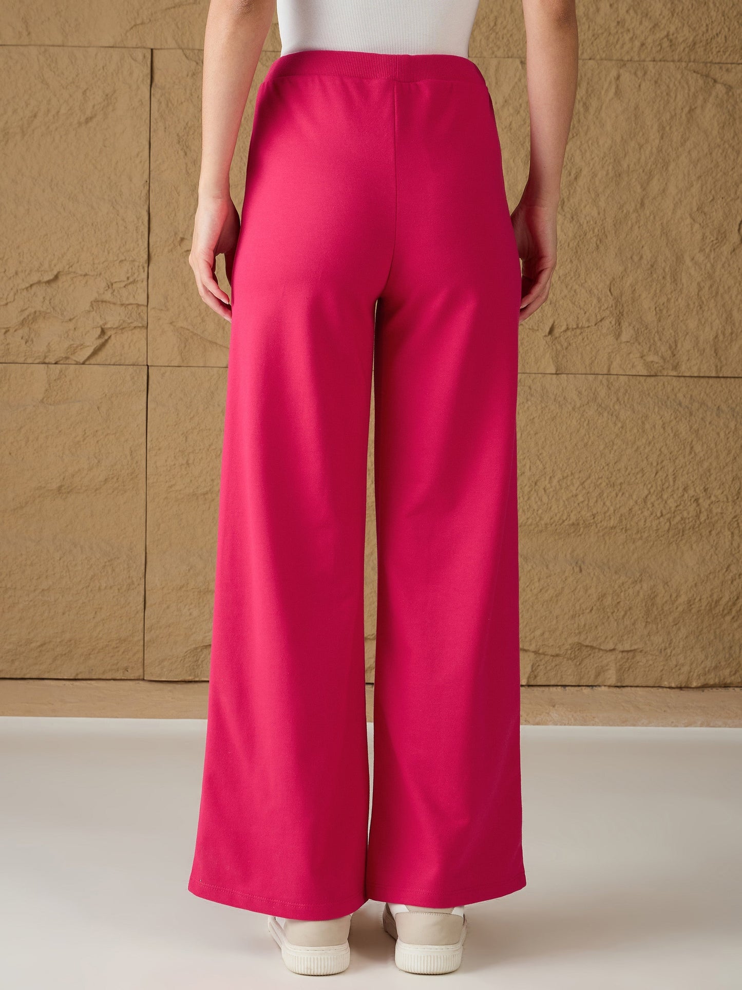 Fuchsia Terry Wide Leg Track Pants